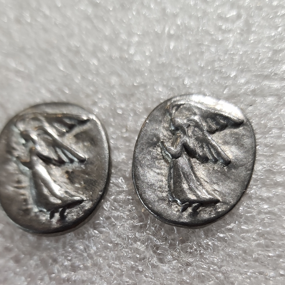 ♥Silver Angel Coin Vintage Pocket AngelCharm protection An angel watch Over You
